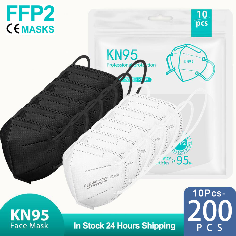 Disposable Surgical Mask - 10-200PCS Mascarillas FPP2 Black KN95 CE