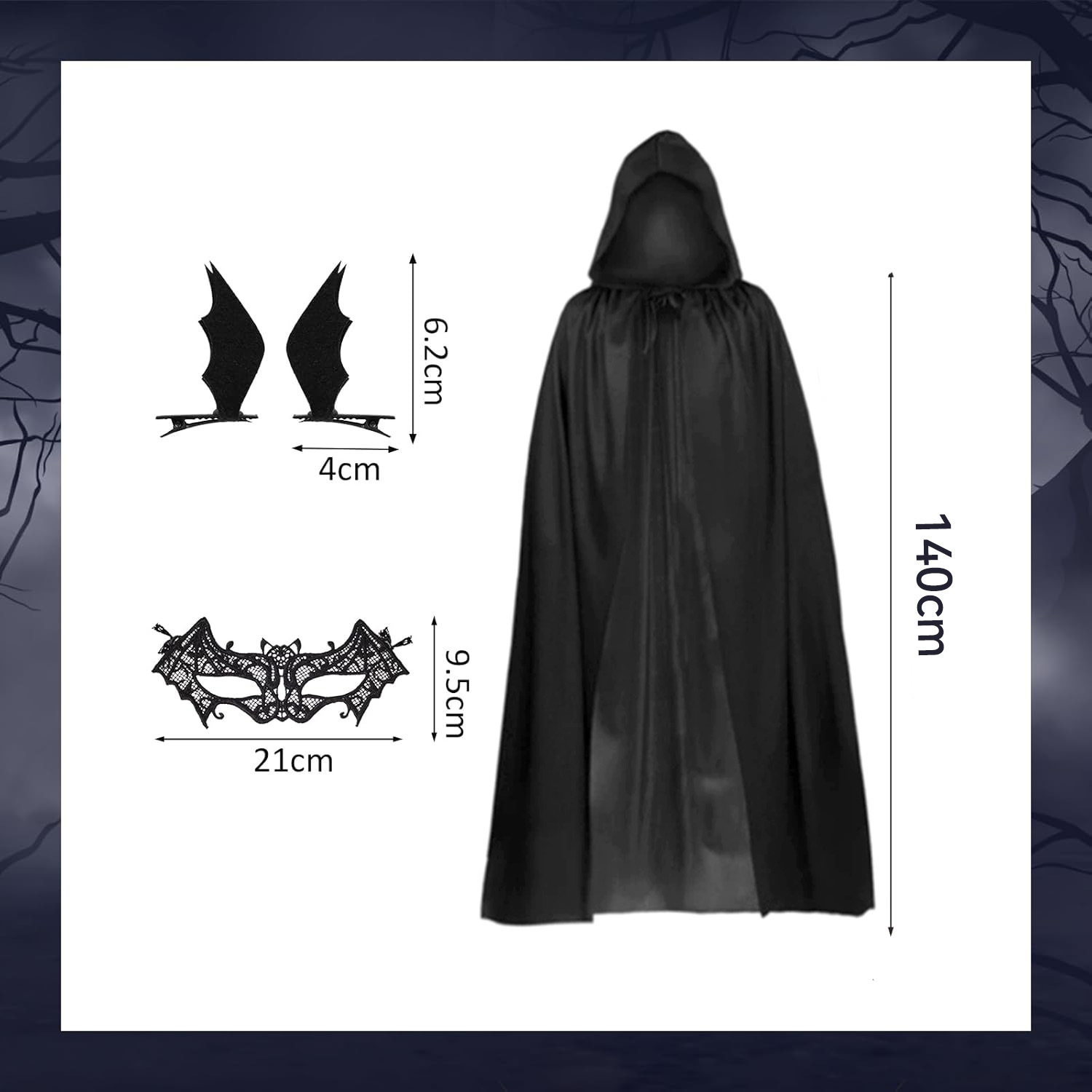 4PCS Hooded Cape Halloween Cos - Black Face Mask Pack review and price
