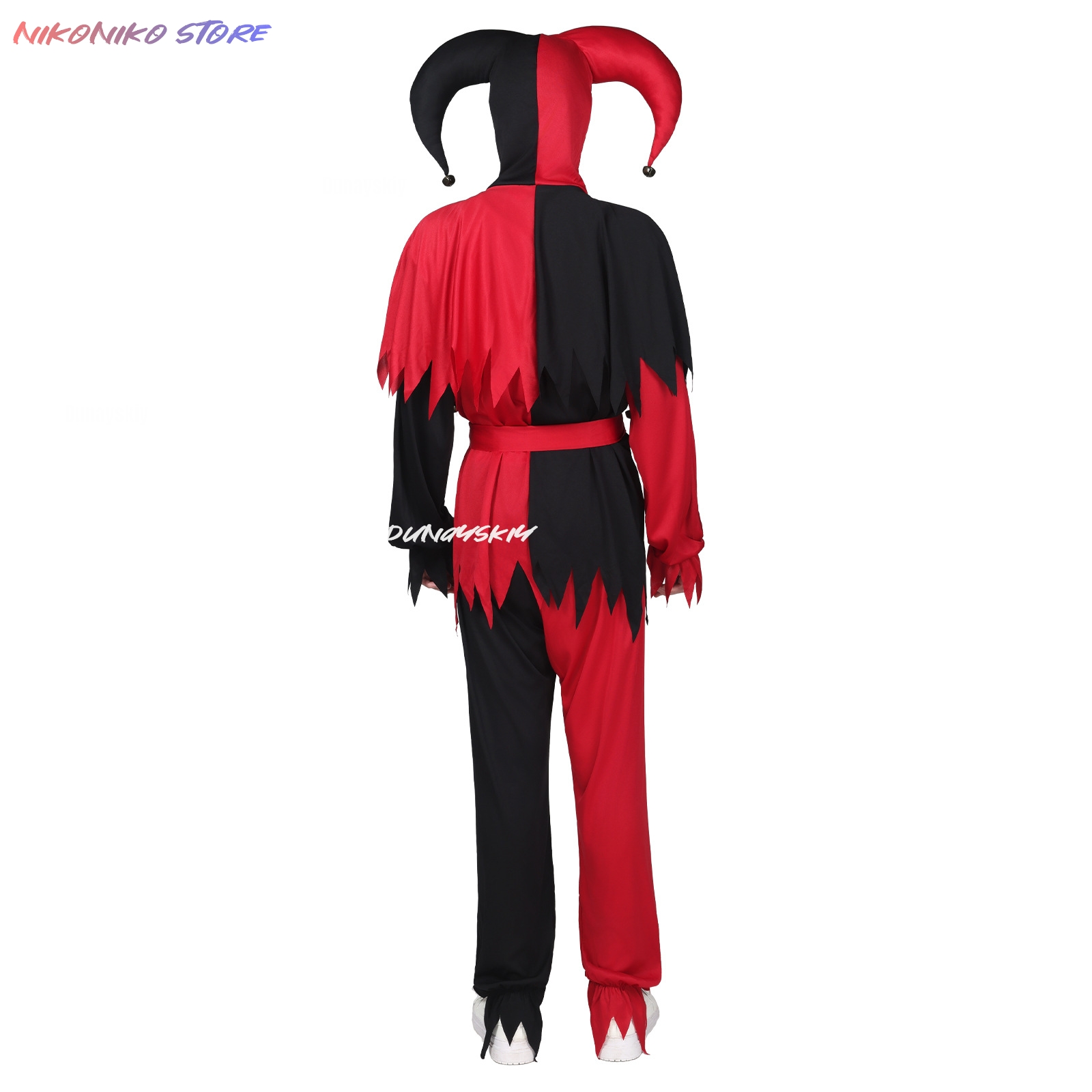 Red Black Jagged Jester Outfit - Black Face Mask Pack review and price